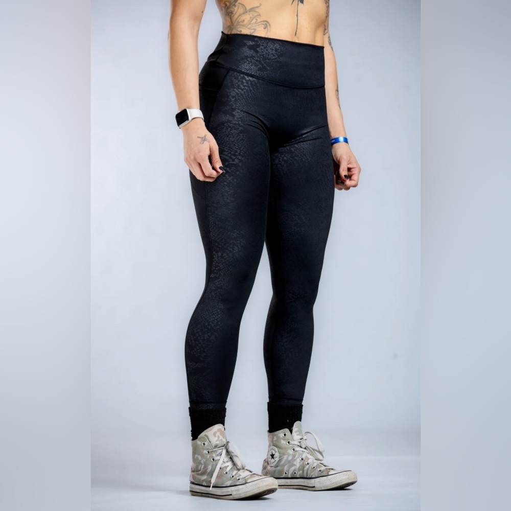 BSP Embossed Snake Print Black Women's Leggings